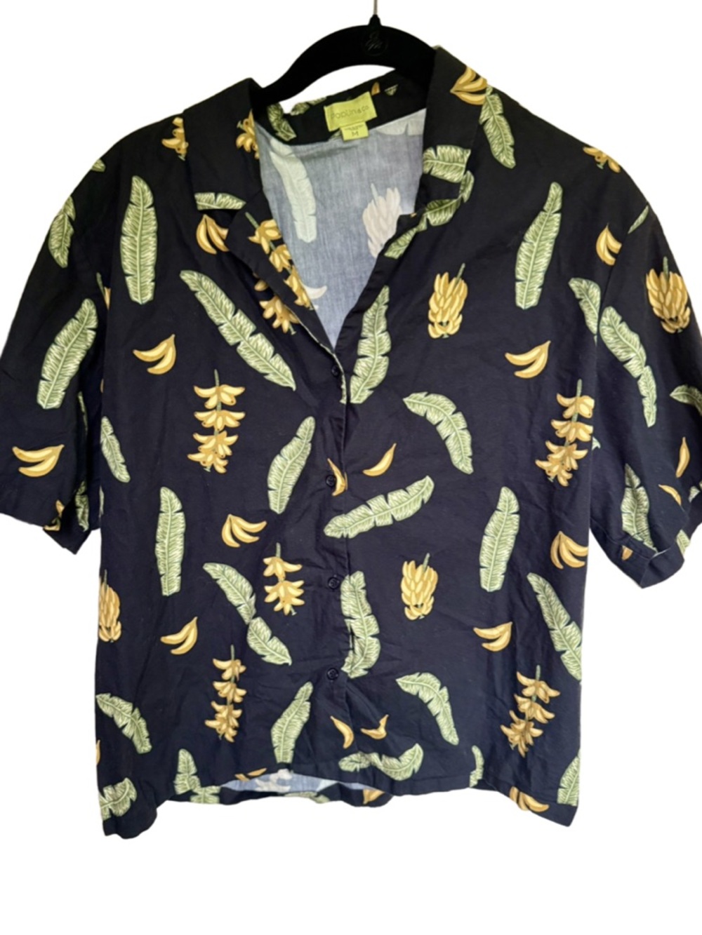 Poplin Co. Short Sleeve Camp Collar Shirt, Banana Leaf